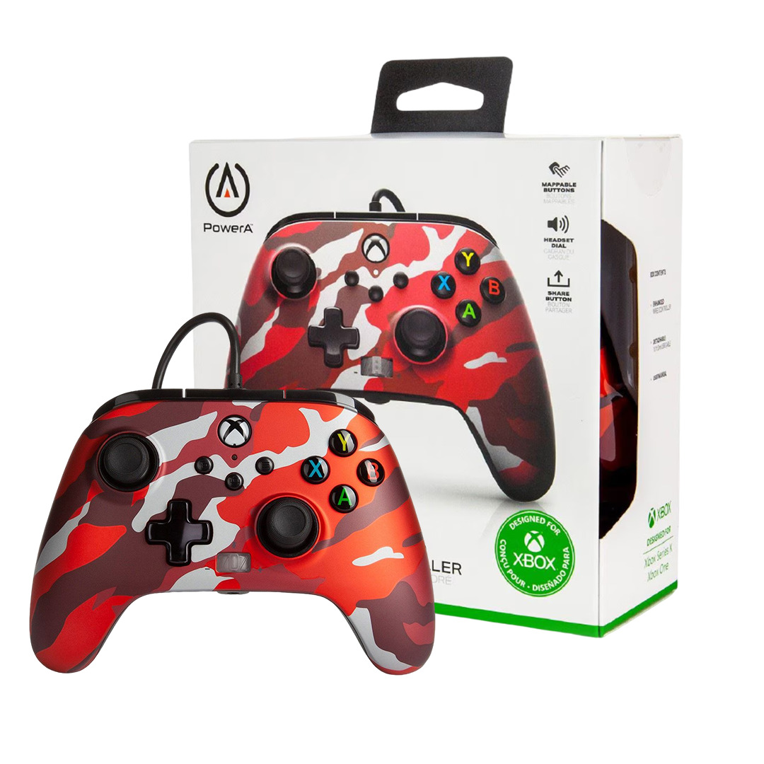 CONTROL RED CAMO ALAMBRICO XBOX SERIES S Y X POWER A