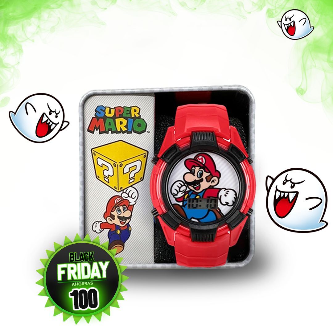 RELOJ DE SUPER MARIO CON CAJA METALICA